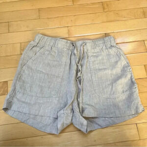 Tahari 100% Hemp Tan Shorts Size S High Rise Pocket Pull On